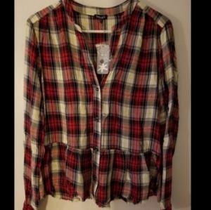 Anthropologie Splendid Peplum Plaid Ruffle